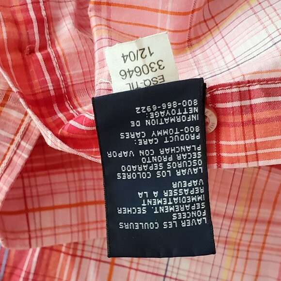Tommy Hilfiger Mens Medium Red Plaid Button-Down Short Sleeve Shirt - Picture 6 of 12